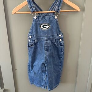Vintage Green Bay Packers Kids 100% cotton Denim Overalls - Blue